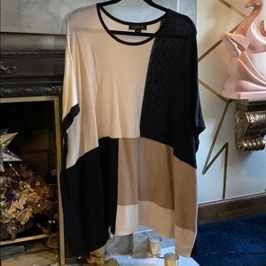 August Silk oversized poncho black/tan sweater M
